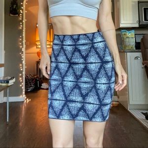 BCBG bandage skirt, navy with light blue XS